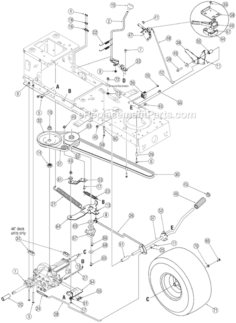 Page B Diagram and Parts List for 13AM772F700 2007 Yard Machines Lawn Tractor